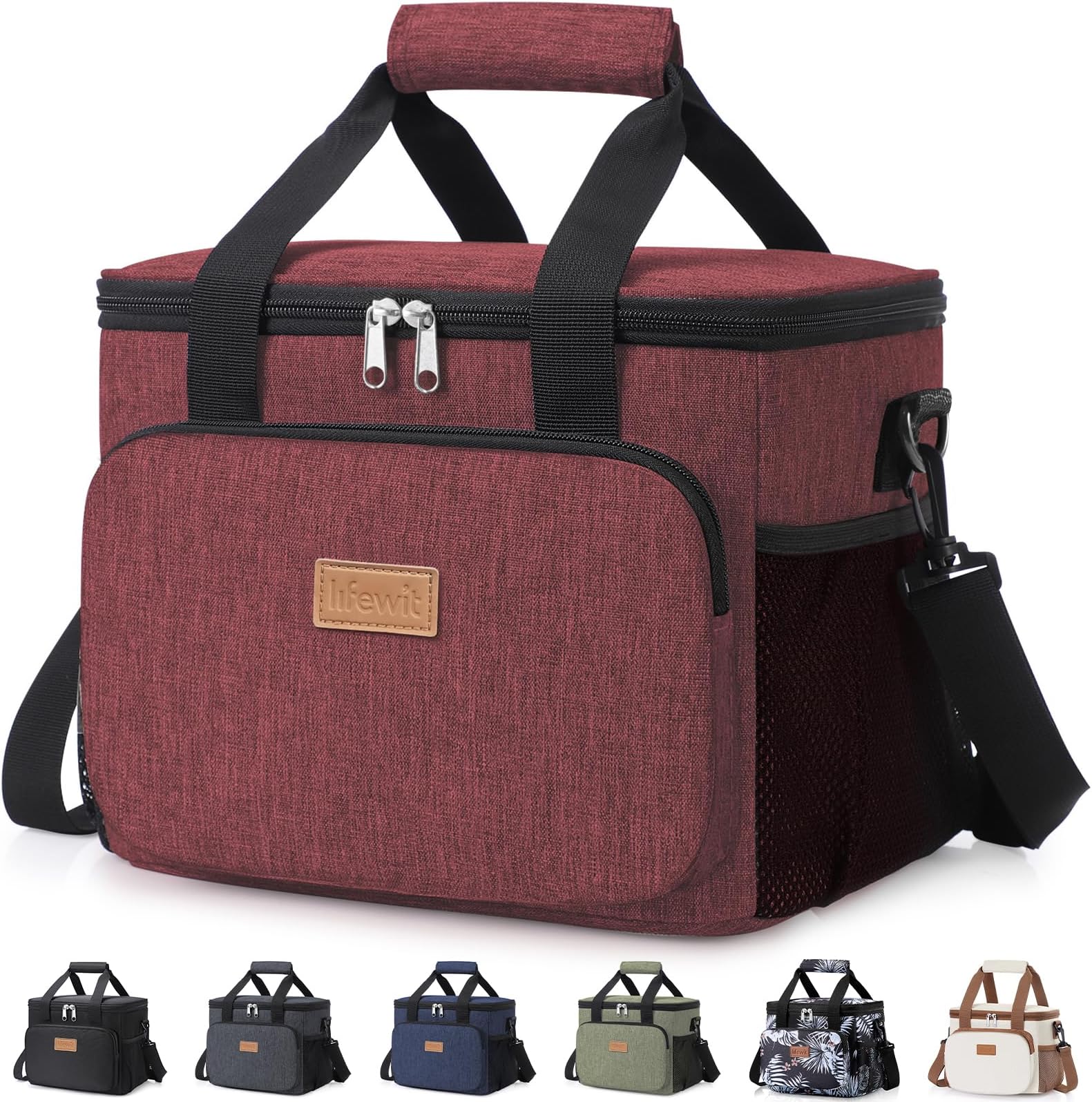 Lifewit Lunch Bag 9L 12 Can Insulated Lunch Box Soft Cooler Cooling Tote for Adult Men Women, Burgundy