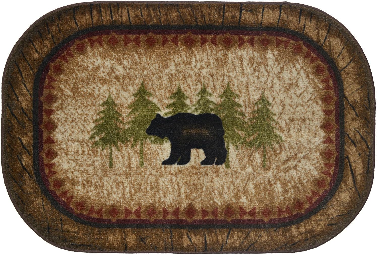 Cozy Cabin CC5276 Birch Bear Non Skid Rug 20"x44" Wedge Brown