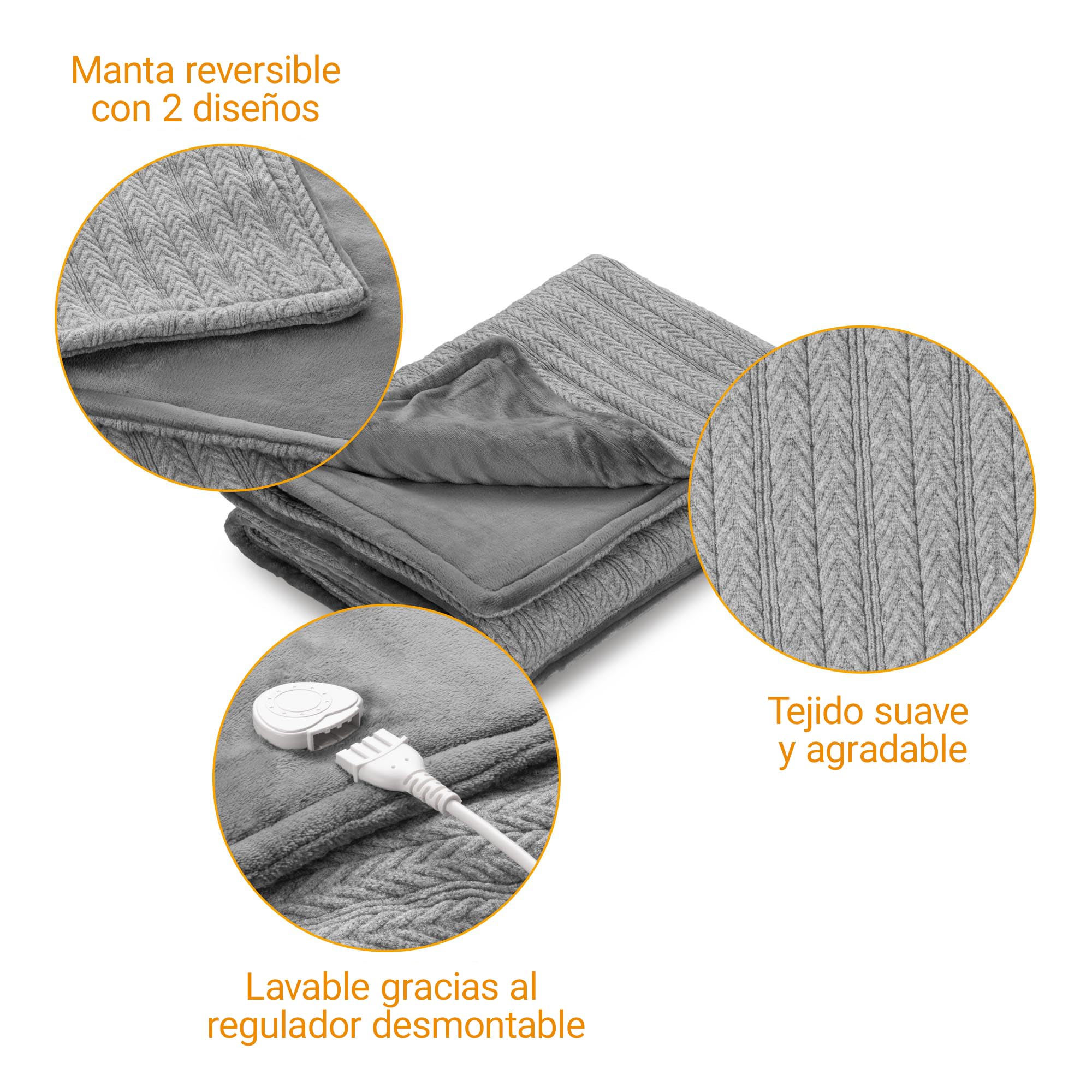 medisana HB 680 manta electrica, manta termica, esterilla eléctrica | con 3 niveles de temperatura, con apagado automático y protección contra sobrecalentamiento, diseño de punto, 160x120 cm