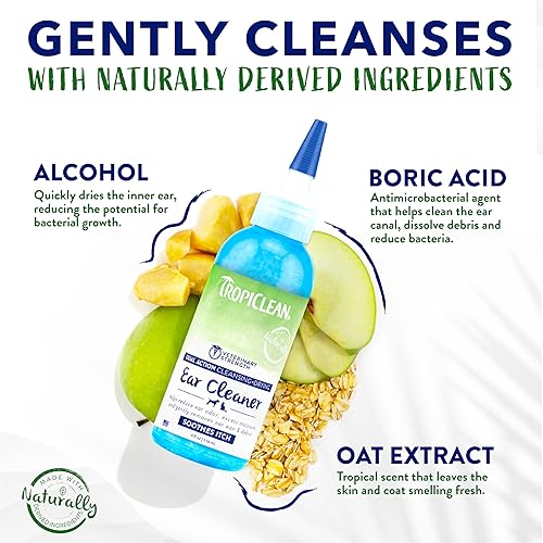 Miniatura 5 de TropiClean Limpiador de oídos de doble acción para gatos y perros Lavado de oídos aprobado y probado por veterinarios para perros Lavado de oídos
