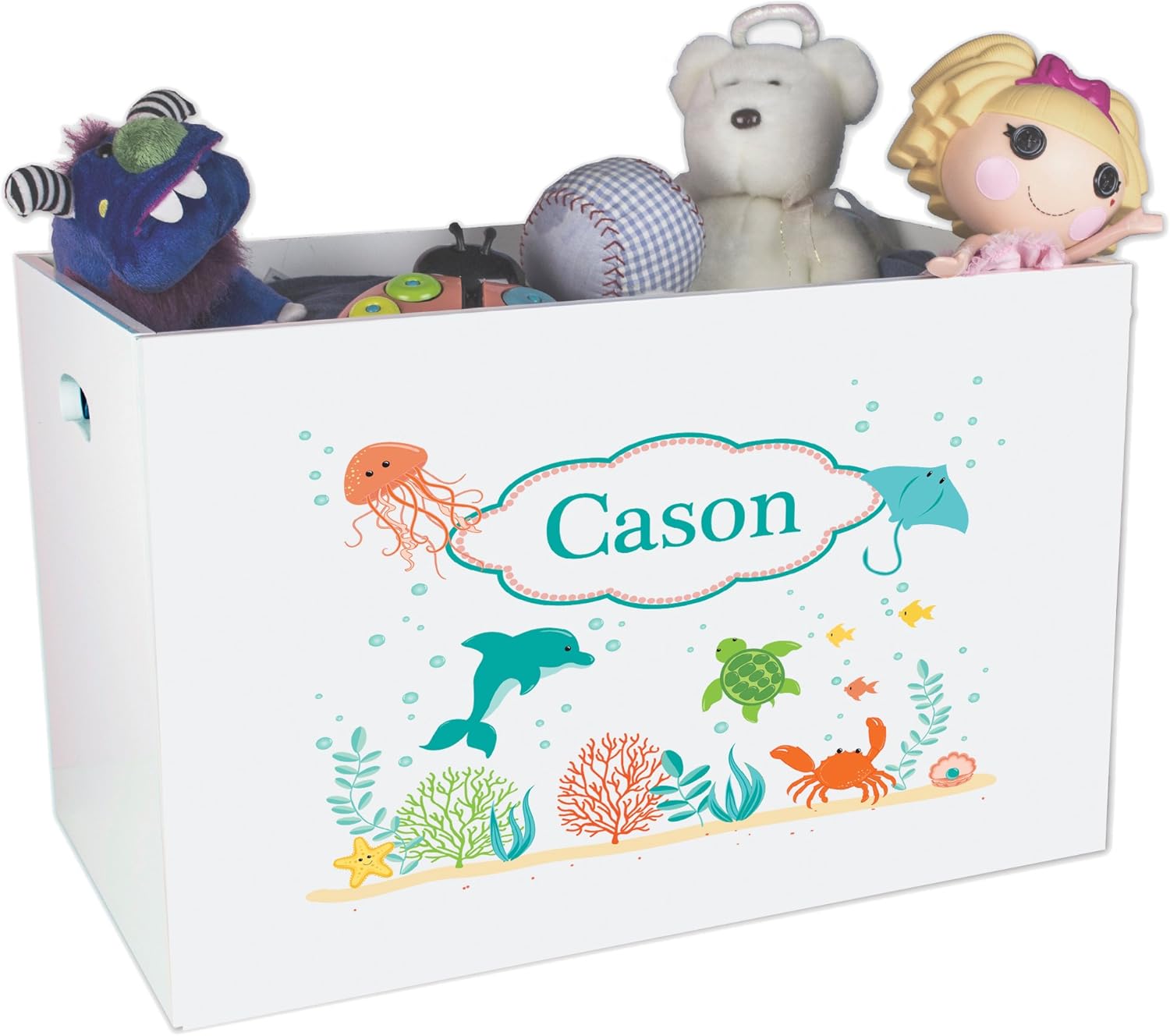 My Bambino Personalized Toy Box & Storage Chest | and Marine Childrens Nursery White Open Toy Box | Custom Name Kids Organizer | Christmas & Birthday Gift