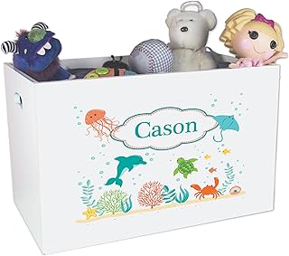 Personalized and Marine Childrens Nursery White Open Toy Box