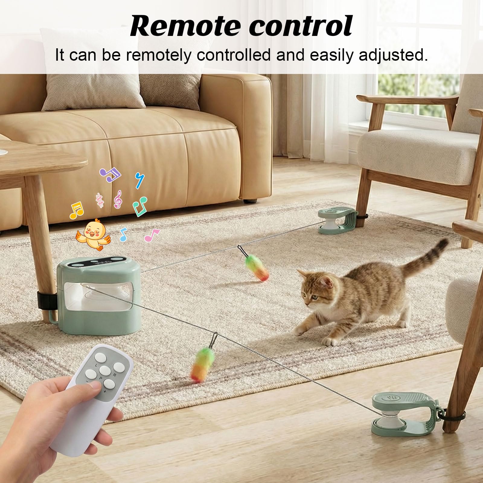 jianyana Interaktives Katzenspielzeug mit Fernbedienung, 4 einstellbare Geschwindigkeiten, automatische und manuelle Modi, langer Akku, wiederaufladbares Katzenlaufband, Indoor-Katzen – Langeweile