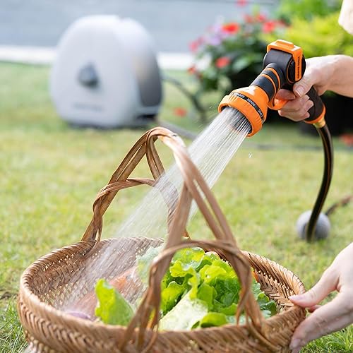 Miniatura 9 de Giraffe Tools Carrete de manguera retráctil con 12 pulgada x 100 pies, carrete de manguera de jardín resistente para montaje en tierra, rebobinado