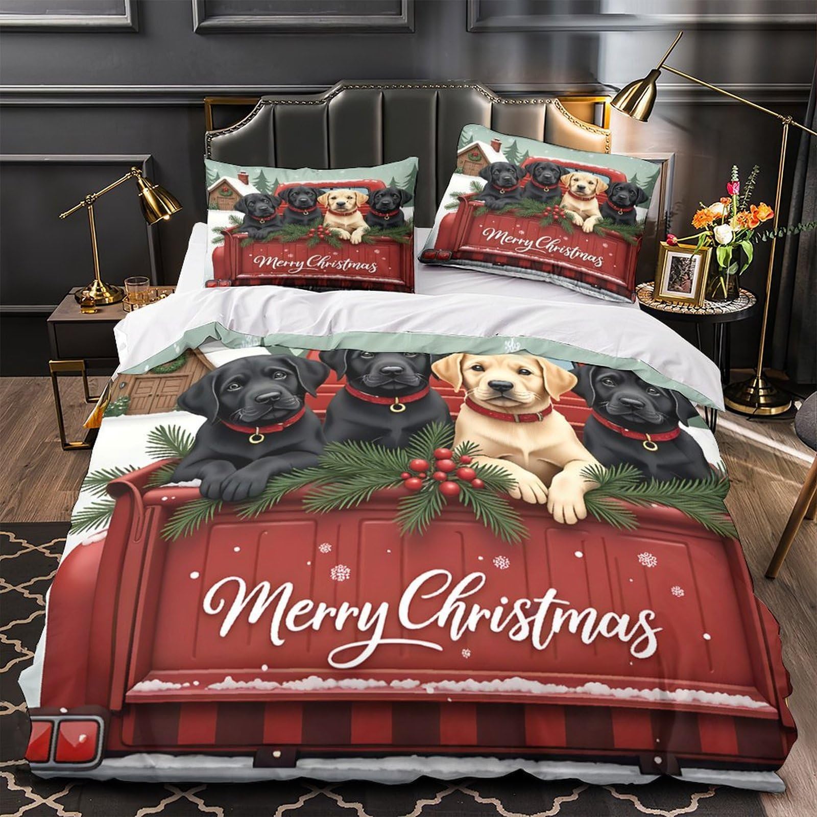 Housse de couette Noël 3D en microfibre pour des nuits d'hiver douillettes en grand lit Super King