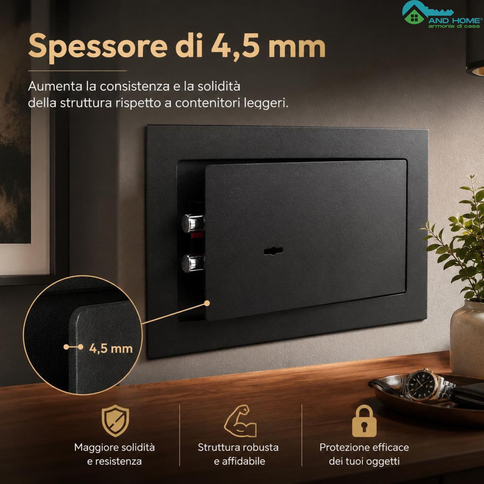 Cassaforte a Muro con Chiave (21 x 31 x 15) - Acciaio Speciale