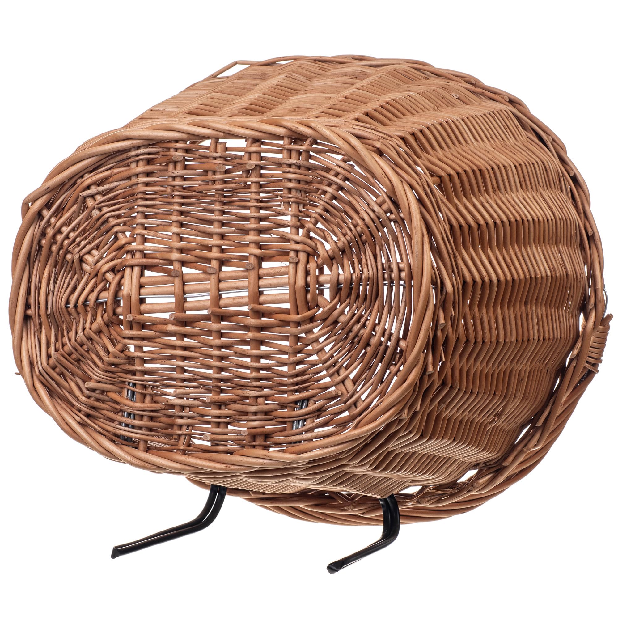 KADAX Panier de vélo avant en osier robuste, panier de guidon avec poignée de transport et crochet en acier, panier classique en osier pour guidon, grand panier pour vélo