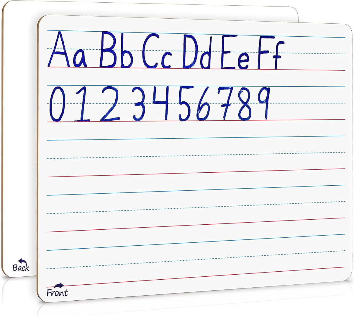 Scribbledo Pizarra pequeña de borrado en seco con líneas para niños, 9 x 12 de doble cara | Pizarra blanca rayada para práctica de escritura a mano, suministros para el aula y la escuela en casa, portátil, fácil de limpiar, robusta