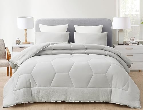 Miniatura 2 de Chezmoi Collection Vero - Juego de edredón de microfibra acolchada de panal de abeja de 2 piezas, ropa de cama hexagonal geométrica ligera lavada