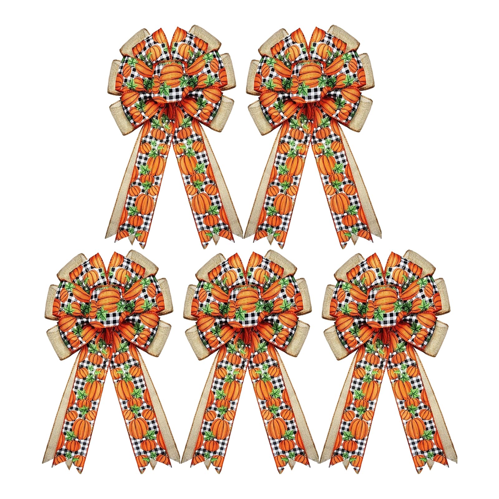 Tsophreniq Thanksgiving Pumpkin Bowknot Accent Festival Pumpkin Bowknot for Thanksgiving Celebration Home and Party Decors Polyester Burlap Ribbon