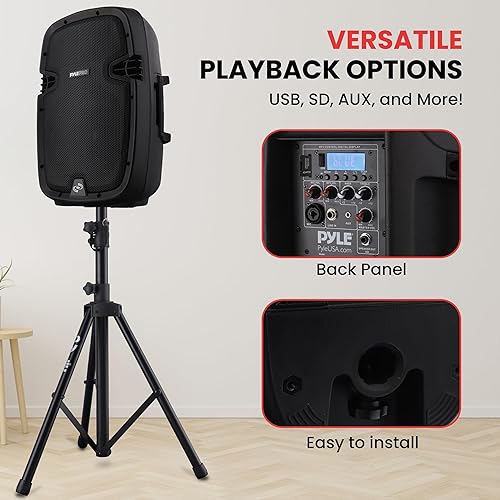 Miniatura 4 de Pyle - Sistema de bocinas PA portátil e inalámbrico – alta potencia de 1000W, compatible con Bluetooth, par activo + pasivo, altavoces de sonido