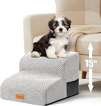 Topmart High Density Foam Pet Steps 2 Tiers,11.8" High,Non-Slip Dog Stairs