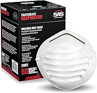 SAS Safety 2985 Disposable Dust Masks, Box of 50 - Non-Toxic Protection from Dust, Pollen & Particulates with Adjustable Nose Clip