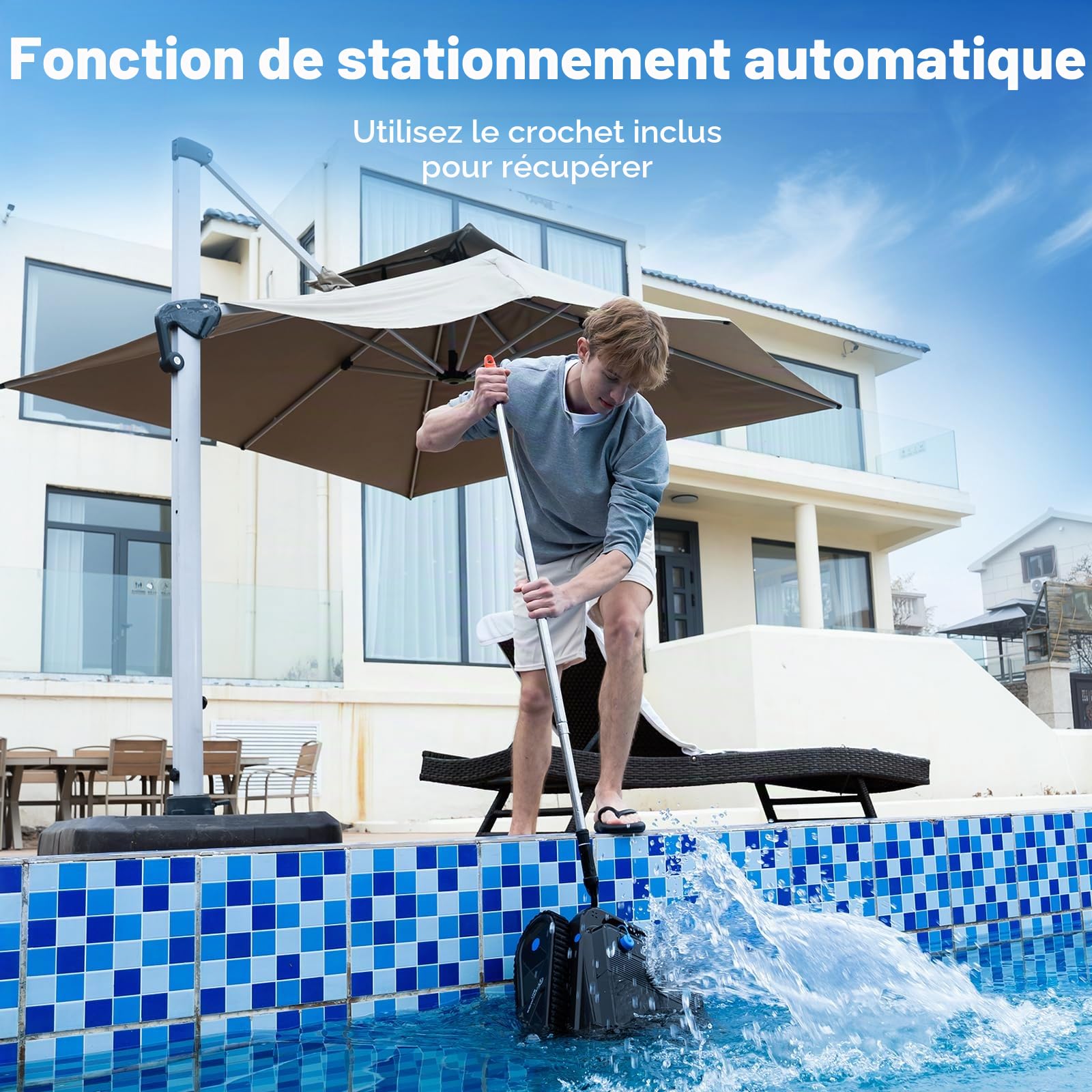 (2026 Nouveau) EVERCROSS BOT Robot Piscine sans Fil Fond et parois avec Ligne d’Eau, 120 Min, App, Navigation Intelligente, Jusqu’à 200㎡