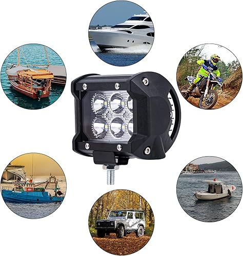 Miniatura 5 de Goture 2 luces de acoplamiento para pontón marino de 4 pulgadas, 18 W, luces LED para lancha, luces de conducción, luces de navegación de popa,