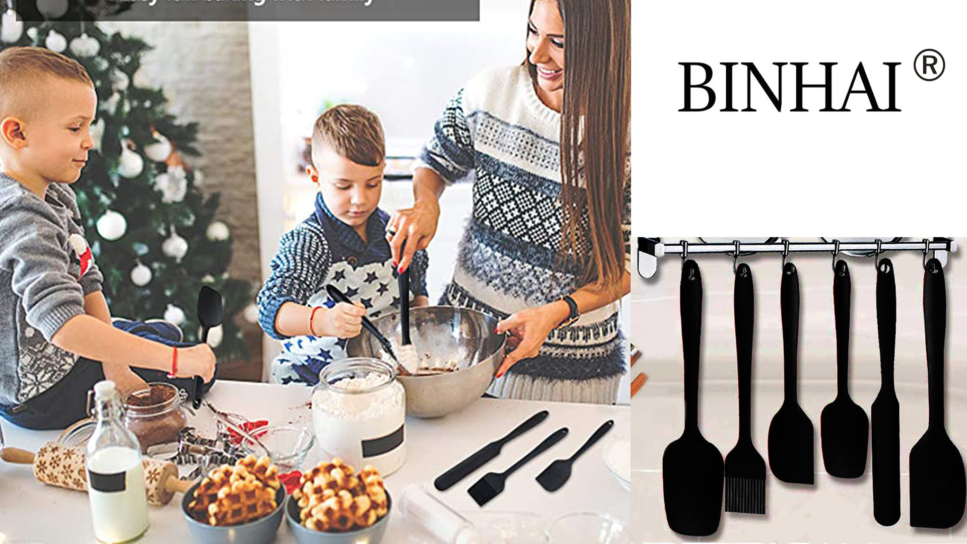 Siliconen Lepel Spatel Set van 3: U-Taste 315℃ Hittebestendige BPA-vrije flexibele rubberen schraper, Koken Bakken Schrapen Mengen Keukengerei voor Non Stick Pan/Wok (Midnight Blue