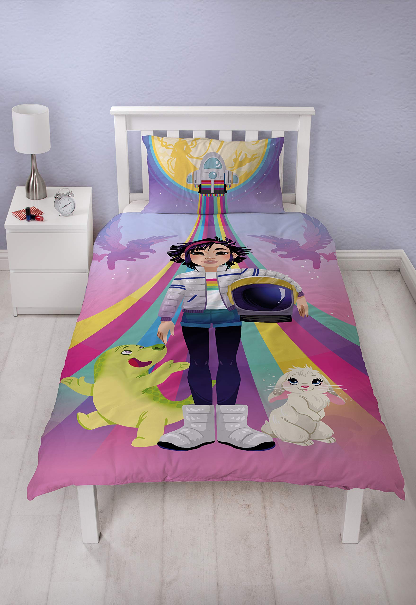 Over The Moon Single Duvet Cover Reversible Bedding Set - Netflix