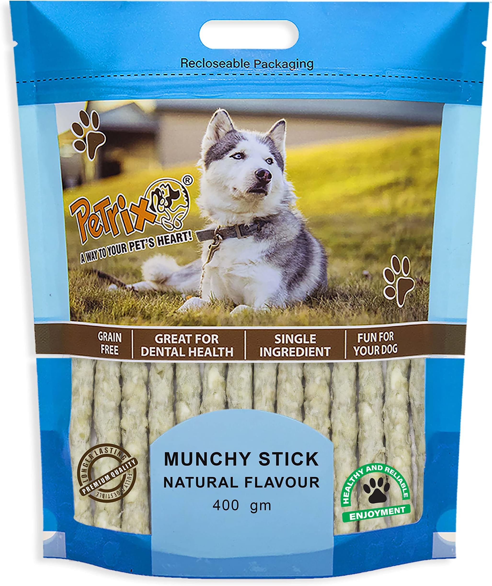 PETRIX Natural Flavored Munchy Chew Sticks For Dogs400G, Dog Chew