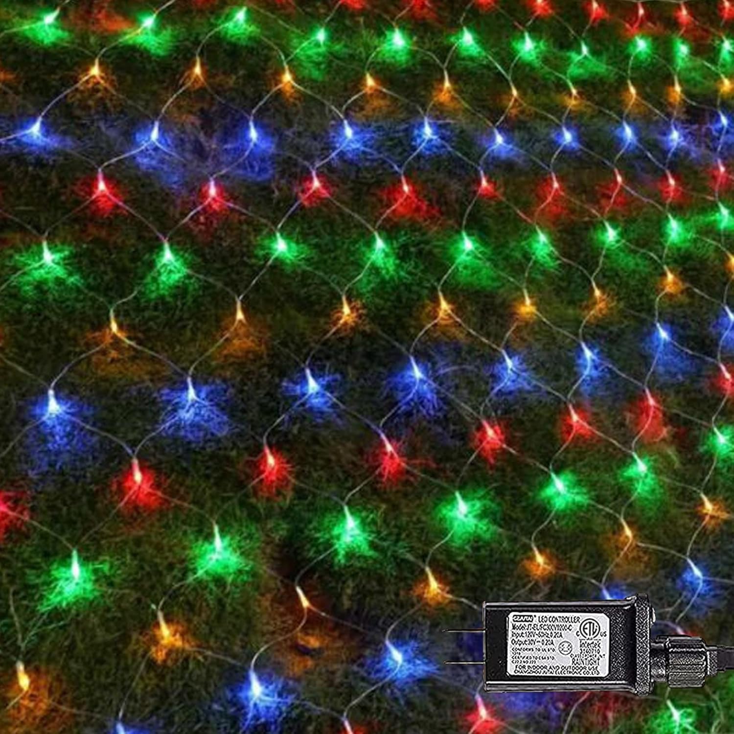 FUNPENY Christmas Net Lights, 9.8ft x 6.6ft 200 LED Mesh Decor Clear Wire with 8 Modes Waterproof Connectable Xmas Decorations for Outdoor Bushes Yard Lawn Patio Tree Garden Party (Multi Colored) Multicolor