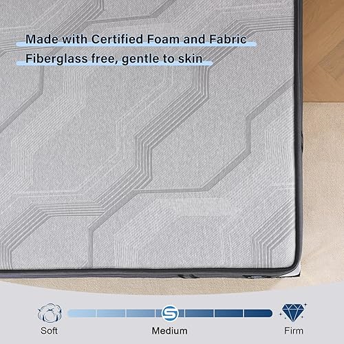 Miniatura 5 de Suiforlun Colchón Queen de 15 pulgadas, espuma viscoelástica con infusión de gel y carbón de bambú, colchón híbrido de resortes de bolsillo Euro Top