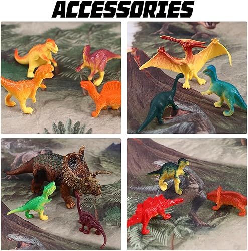 Miniatura 3 de Tacobear Camión de dinosaurio de juguete con luces y sonidos  Vehículo transportador de fricción de dinosaurio con 13 dinosaurios de juguete para