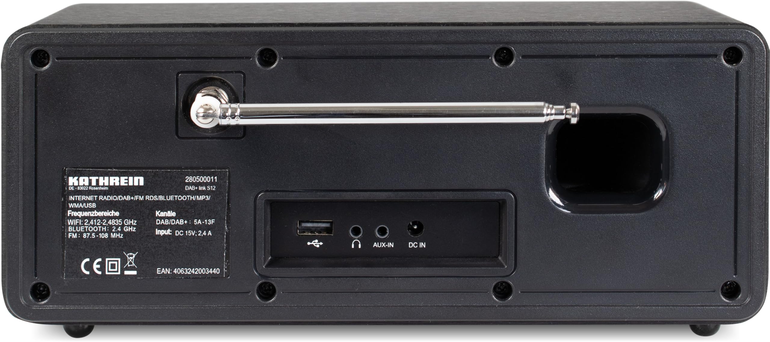 KATHREIN DAB+ link S12 – DAB+/Internetradio, Stereo – Schwarz | 2 × 15 Watt, Bluetooth Audio Streaming & Sendefunktion, Streamingdienste wie Deezer, TIDAL etc., USB-Aufnahme, App-Steuerung