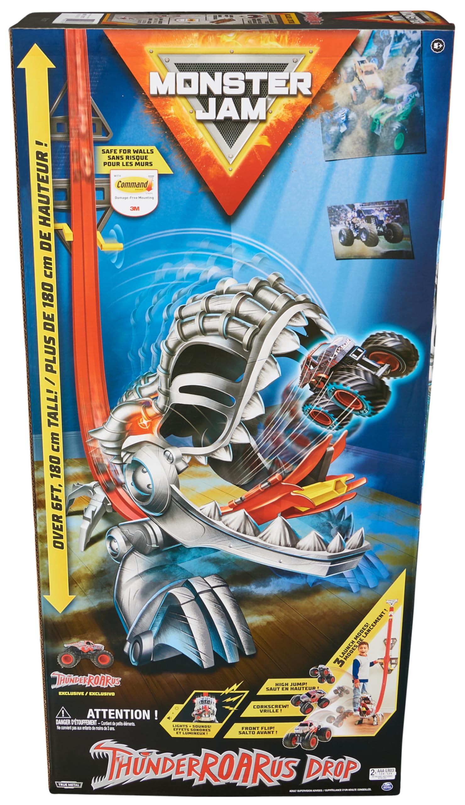 Monster Jam ThunderROARus Drop Playset with Exclusive Monster Truck, Over 2 Metres Tall, Lights and Sounds, Kids’ Toys for Boys and Girls Ages 5 and up