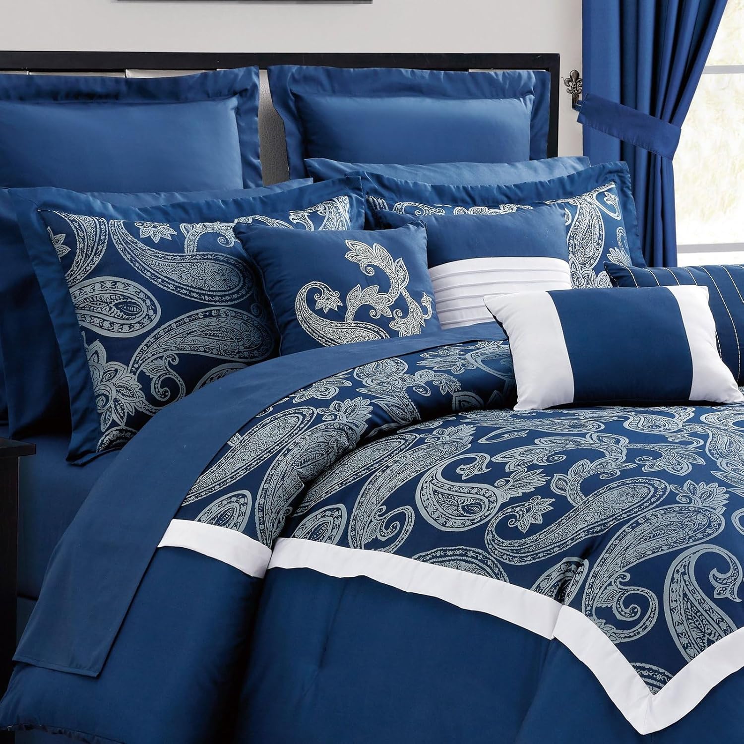 30-Piece Bedding Set, Complete All-in-One Bedroom Makeover Ensemble, Coordinated Bedding and Window Set, Diana, Queen