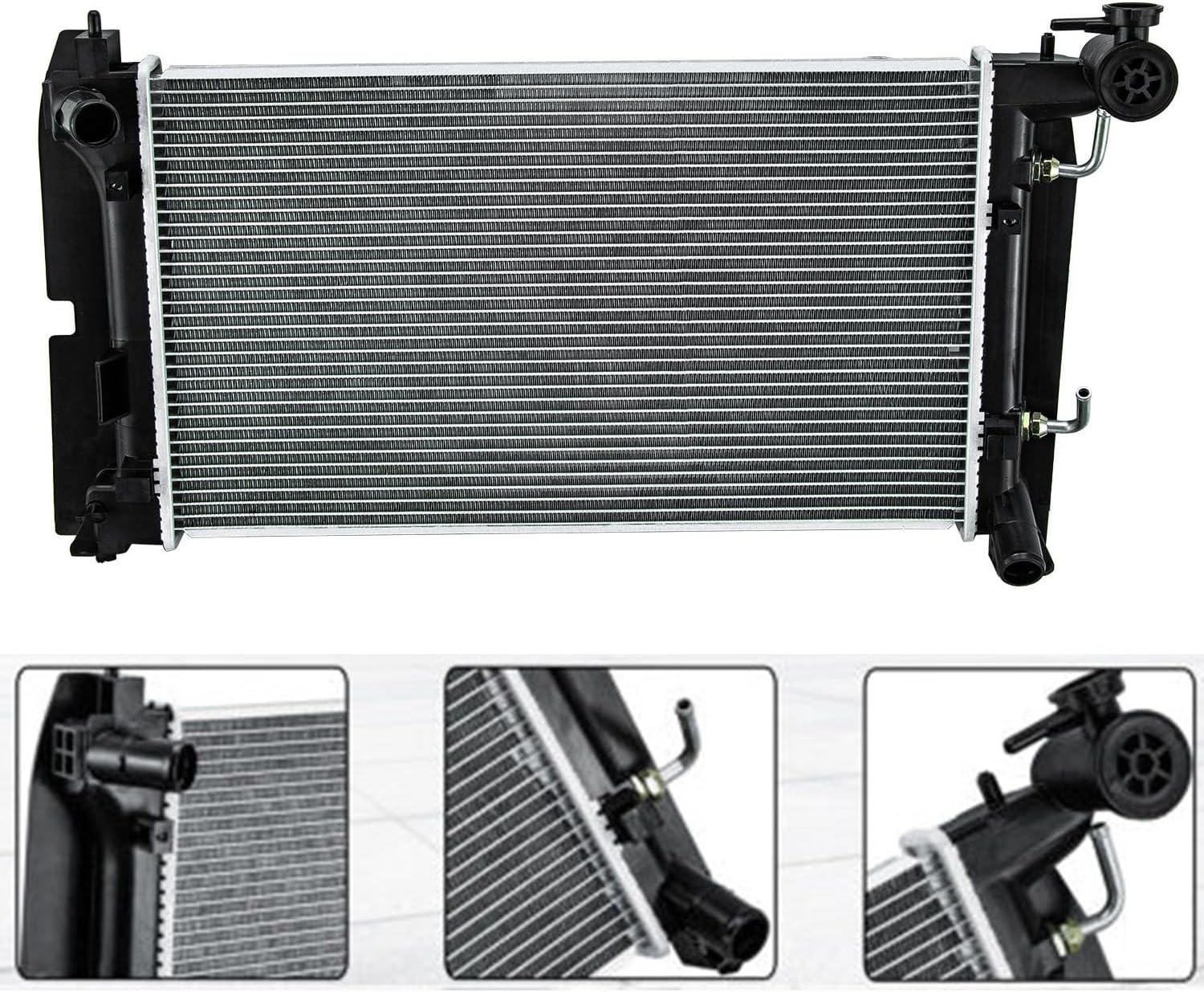 CU2428 Radiator Compatible with 2003-2008 Toyota Corolla Matrix 1.8L L4 Gas & 2003-2008 Pontiac Vibe, 16410YZZAR, 88969096, GM3010414, TO3010271 Aluminium Core Cooling Radiator