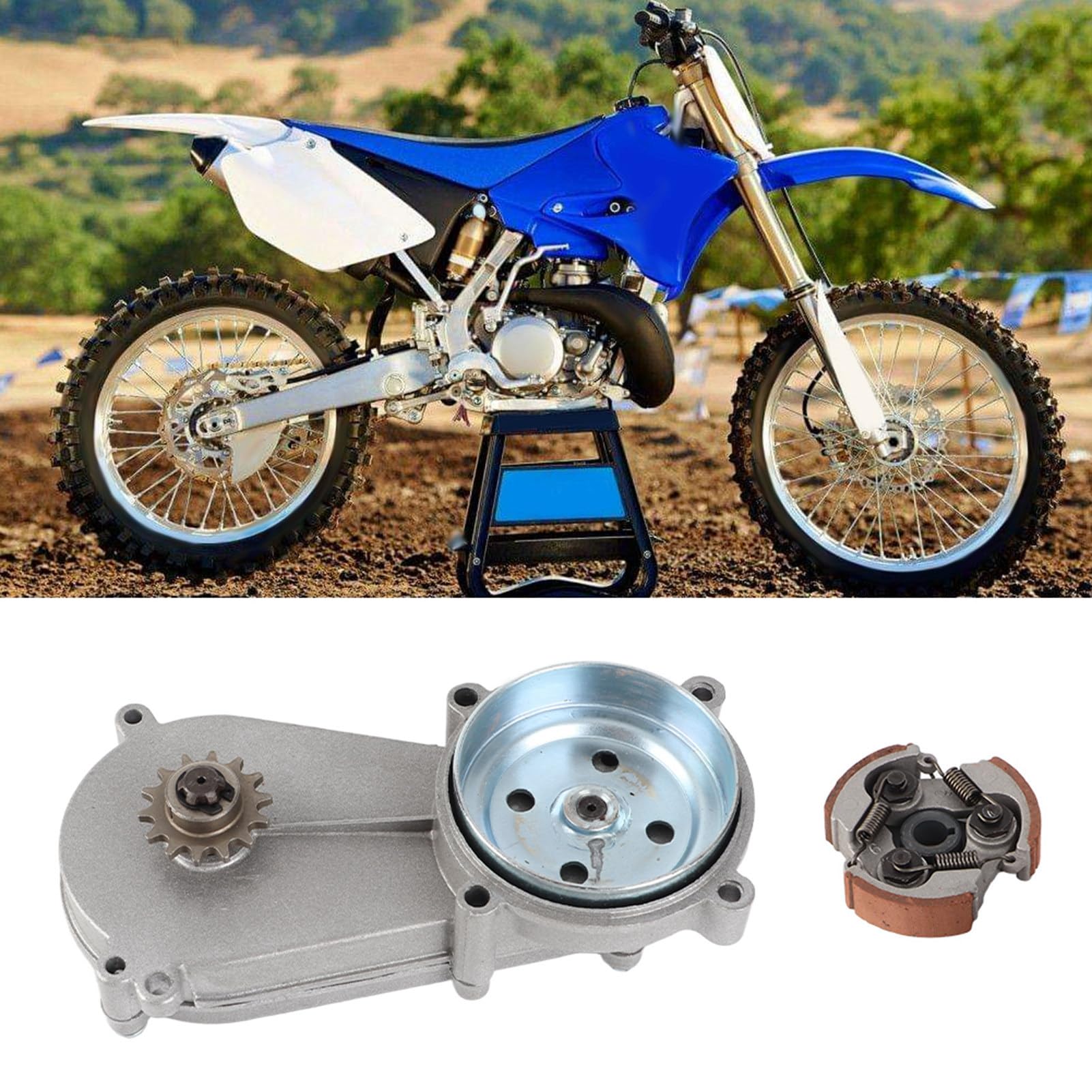 Scatola Ingranaggi, Kit Frizione Scatola Ingranaggi con alloggiamento Tamburo in Lega di Acciaio 14T Adatto per Parti di ATV Mini Quad Tascabile 47cc 49cc
