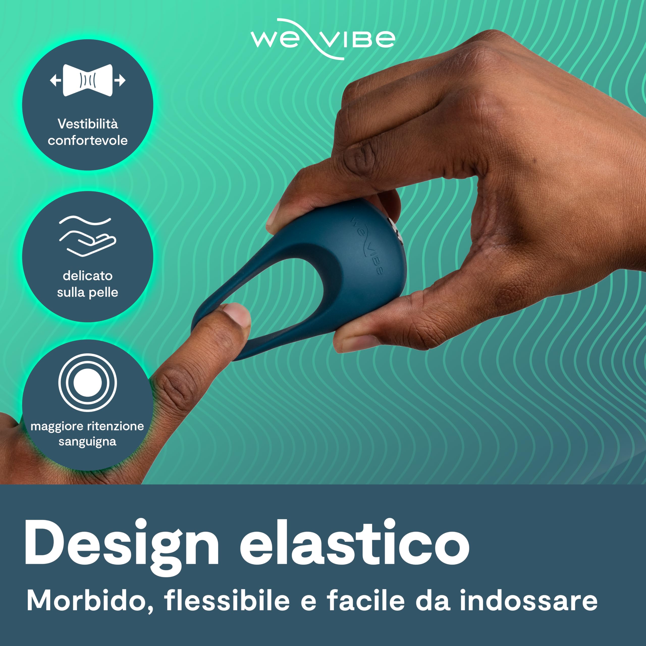 We-Vibe Pivot 2 Anello vibrante per il pene - Anello fallico 52mm - Stimolazione perineo & Clitoride - Controllo App a distanza - 10+ modi di vibrazione - Impermeabile - Sex Toys per uomo e coppie