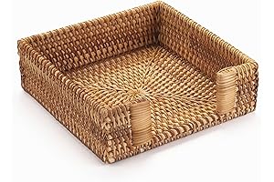 Rattan Luncheon Napkin Holder, 7.5" Square, Wicker Napkin Tray