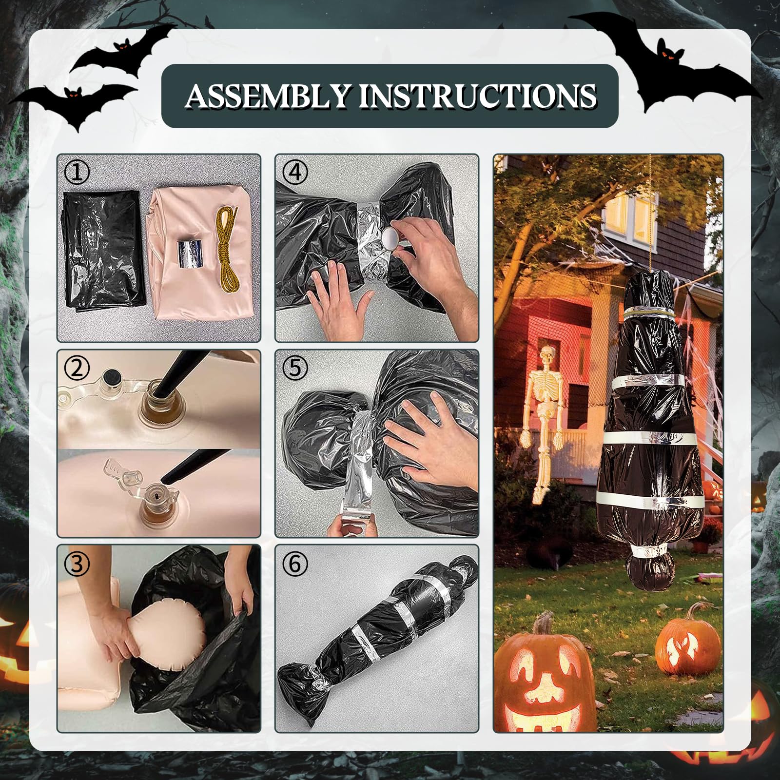 Crime Scene Props 5.4 FT Halloween Dead Body Prop - Inflatable Corpse ...