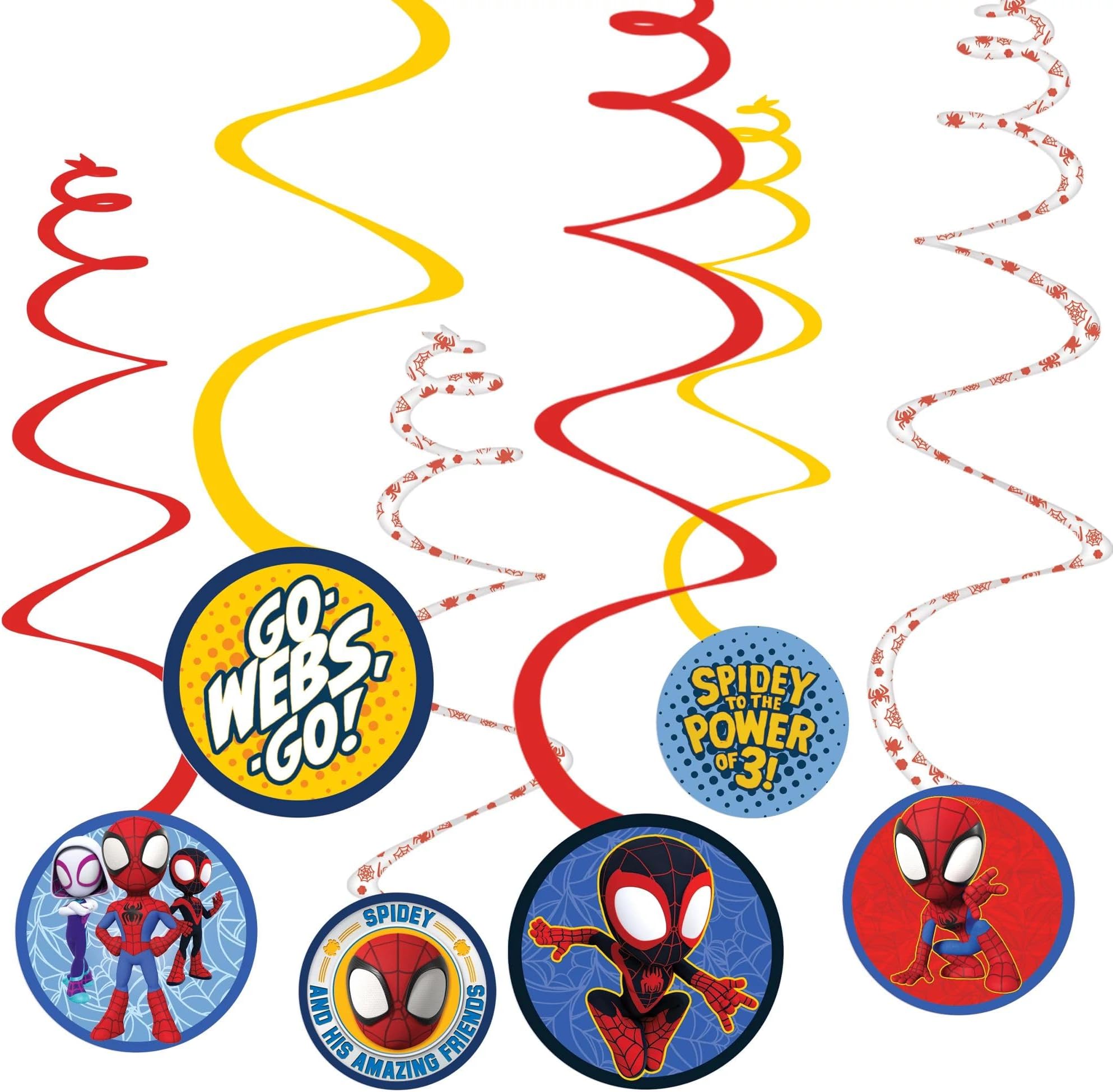 amscan Spidey & Friends Paper Party Spirals with Cutout - 5" | Assorted Design | Pack of 12