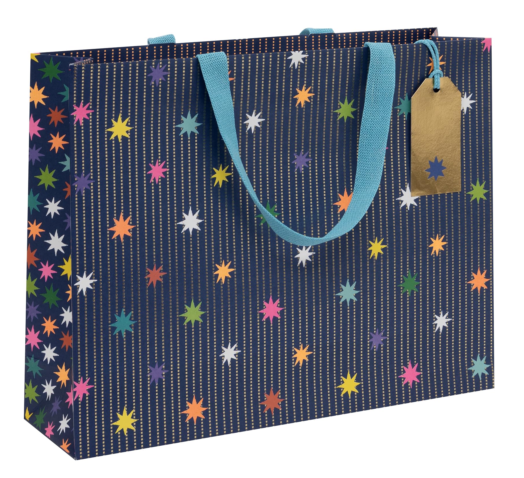 Glick Large Landscape Gift Bag - Star Garland Navy Design - 355 x 275 x 100mm