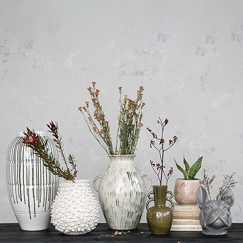 Miniatura 3 de Creative Co-Op Florero de cerámica en relieve redondo de 9,25 pulgadas formado, color crema