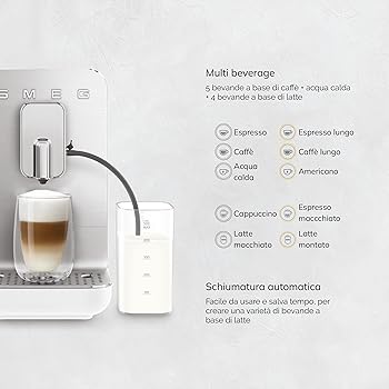 SMEG BCC13WHMEU espresso coffee machine with Milchfunktion matt white with stainless steel2
