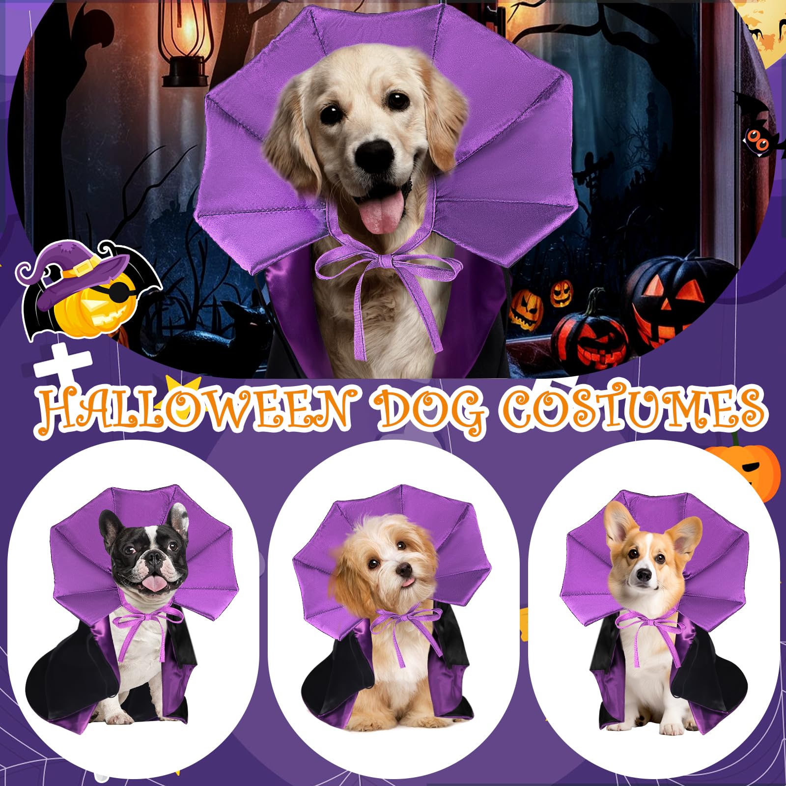 QKURT Cat Vampire Cloak-Pet Halloween Costumes, Dogs Cats Cape - Image 4