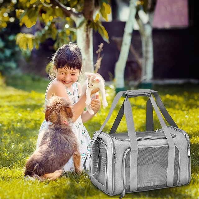 Foto 5 de 7 de Sprifityy 45x30x30 cm Transportin Gato Transpirable Plegable(Gris)