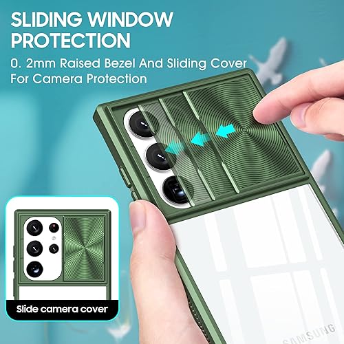 Miniatura 3 de Funda para Samsung Galaxy S23 Ultra transparente con cubierta para lente de cámara deslizante, parachoques transparente de cristal delgado, a prueba