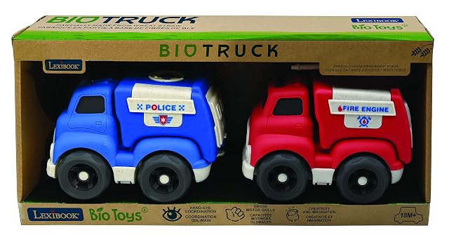 Foto 2 de 4 de LEXIBOOK, Bio Toys, Coche de Juguete parcialmente Hecho de Fibras de Trigo, Policía y Bombero para niños