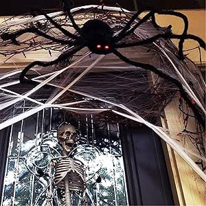 Ragno Gigante Luminoso Per Halloween, 132 Cm, Con 90 Luci LED, Impermeabile IP44, Per Esterni, Con Picchetti Di Fissaggio - 3