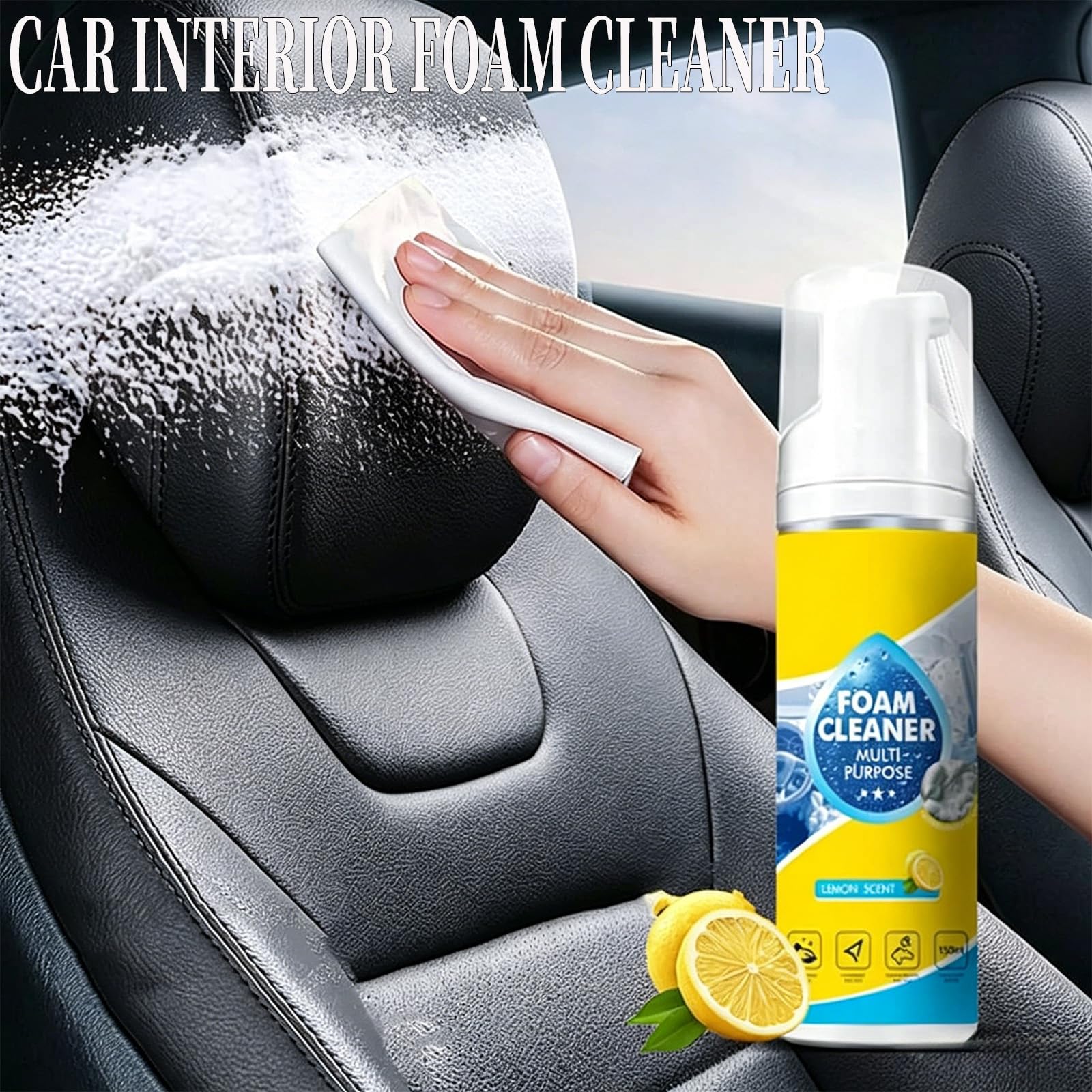 Foam Cleaner, Schiuma Spray Multiuso, 4-in-1 Multi-Enzyme Foam Cleaner 5oz, all-Purpose Deep Cleaning Spray for Car Interior, Kitchen (1 Pezzo)