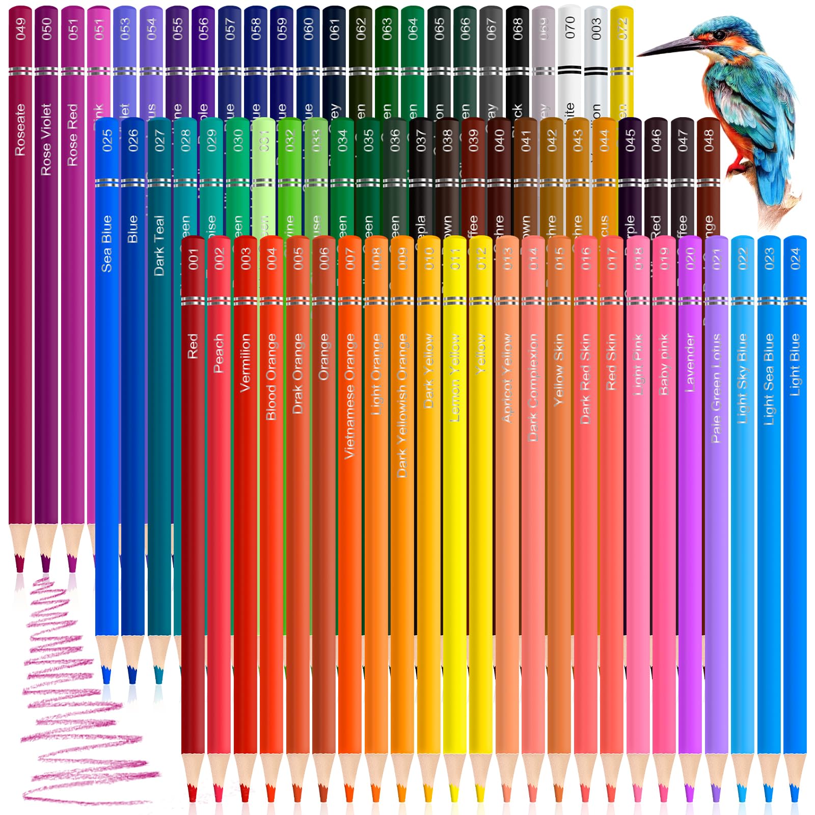 Fenmay 72 Count Colored Pencils for Adult Coloring Books, Soft Core Drawing Sketching Blending Shading Pencils, Color Pencils Set Gift for Beginners Artists