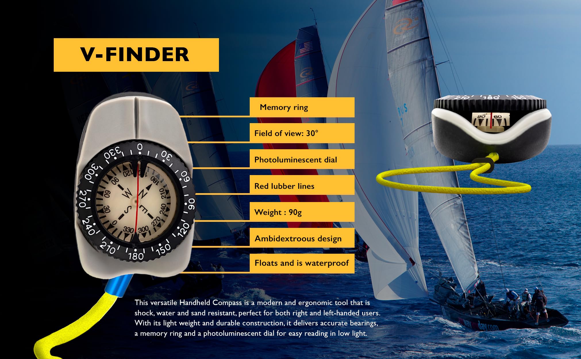 Autonautic Boussole à main | Boussole marine | Navigation portative de précision