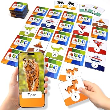 ABC Memory Matching Game for Kids | NFC Cards Interact with App | Tap to Explore Letters, Sounds & Real-World Videos | Preschool Alphabet Learning Game ABC