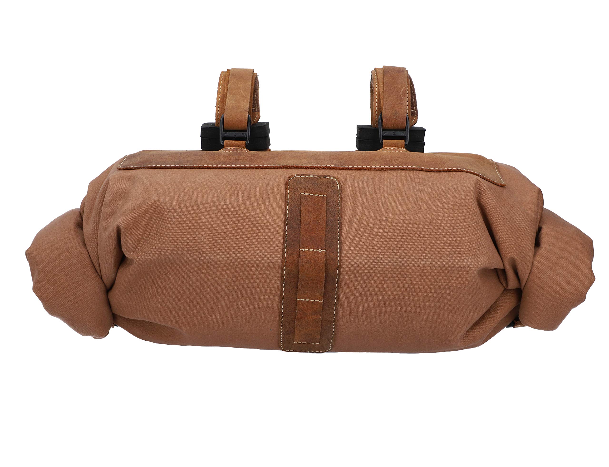 Gusti Lenkertasche Leder - Pedro D. Damen und Herren Fahrradtasche mit Befestigung Kuriertasche Lenkstangentasche wasserdicht Fahrrad groß Braun Canvas & Leder
