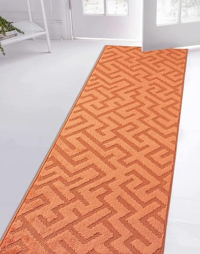 Miniatura 2 de Camino de pasillo antideslizante de tamaño personalizado, cortado a medida, 27 pulgadas x 5 pies, terracota decorativa