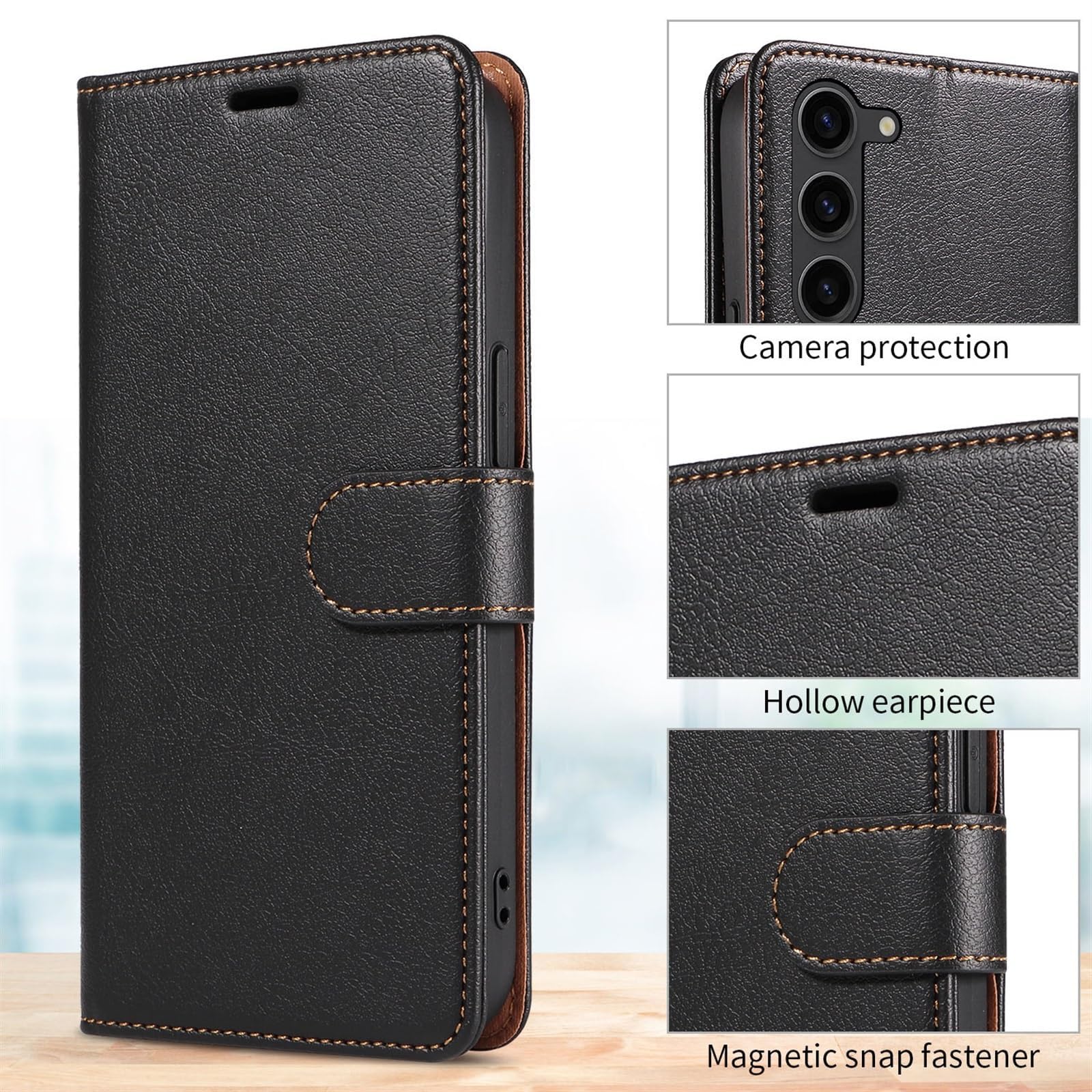 Funda Tipo Cartera para Samsung Galaxy S24/S24 Plus/S24 Ultra, Funda magnética de Piel sintética con función Atril, Funda Suave al Tacto con Ranura para Tarjetas,S24,Purple
