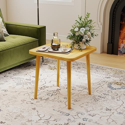 Miniatura 6 de Mesa auxiliar simple, mesa auxiliar moderna con 4 patas resistentes de madera maciza para sala de estar, mesita de noche para dormitorio, balcón